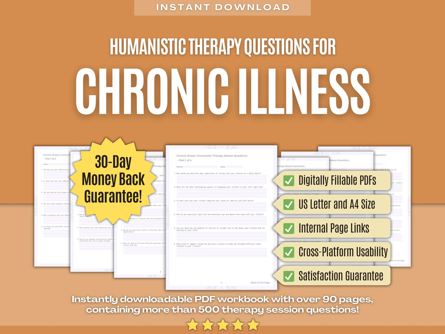 Chronic Illness Humanistic Therapy Psychology Workbooks