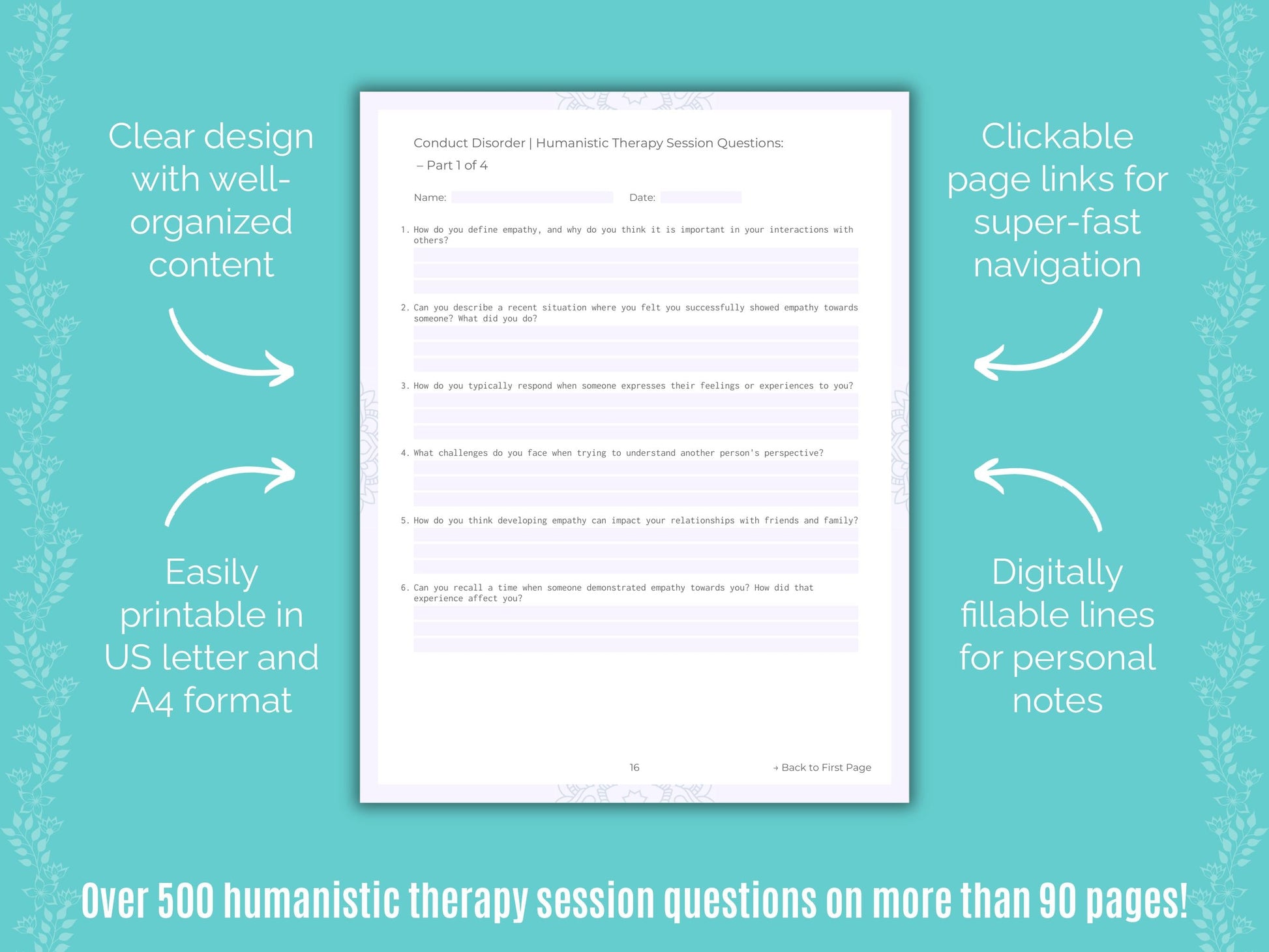 Conduct Disorder Humanistic Therapy Counseling Templates