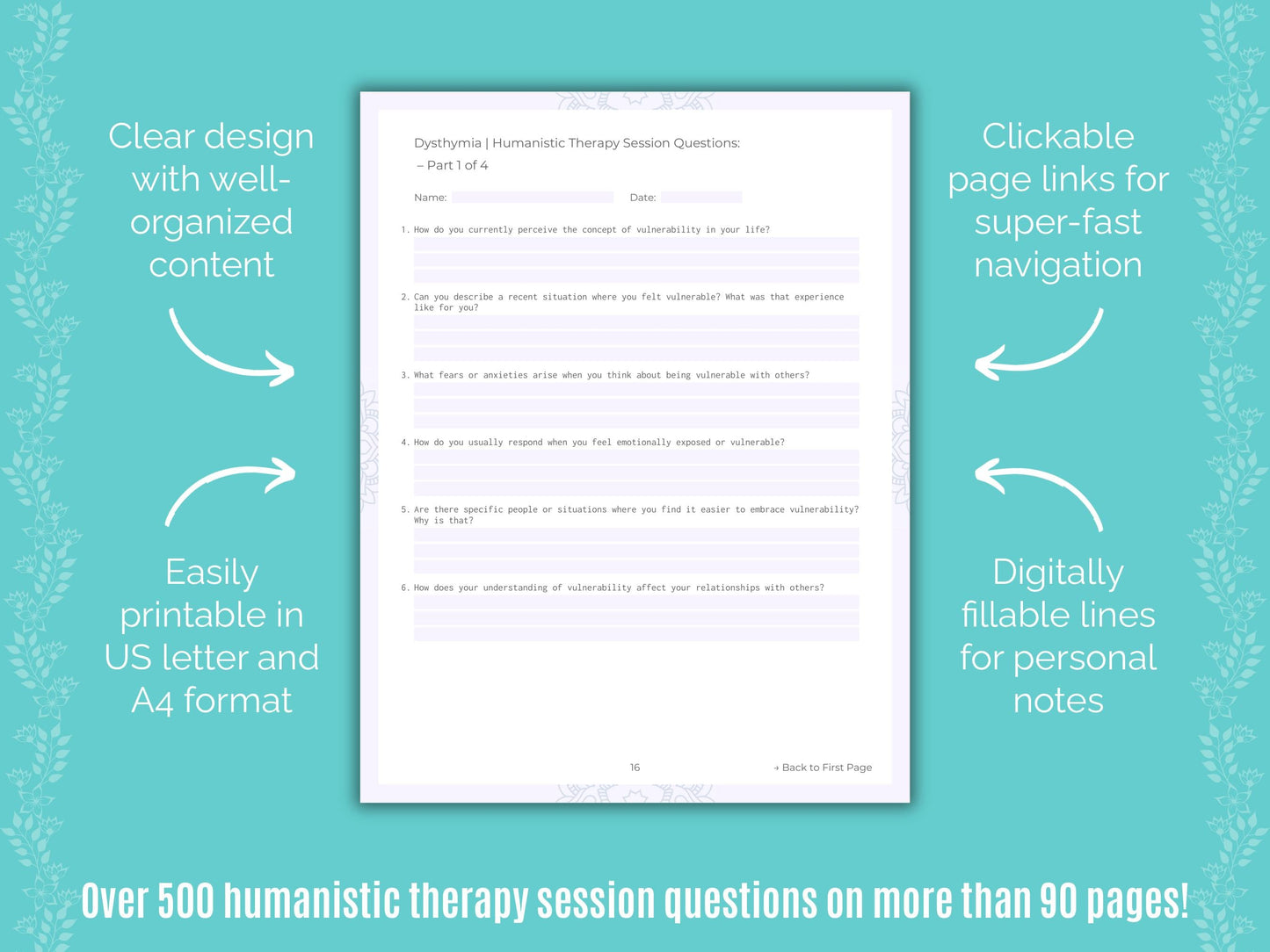 Dysthymia Humanistic Therapy Counseling Templates