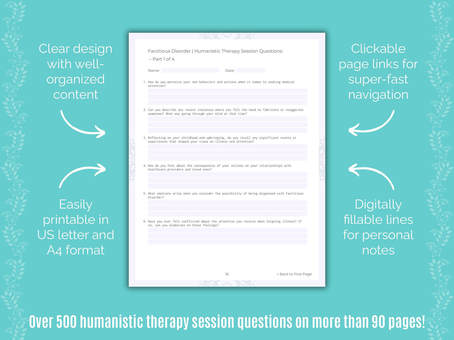 Factitious Disorder Humanistic Therapy Counseling Templates