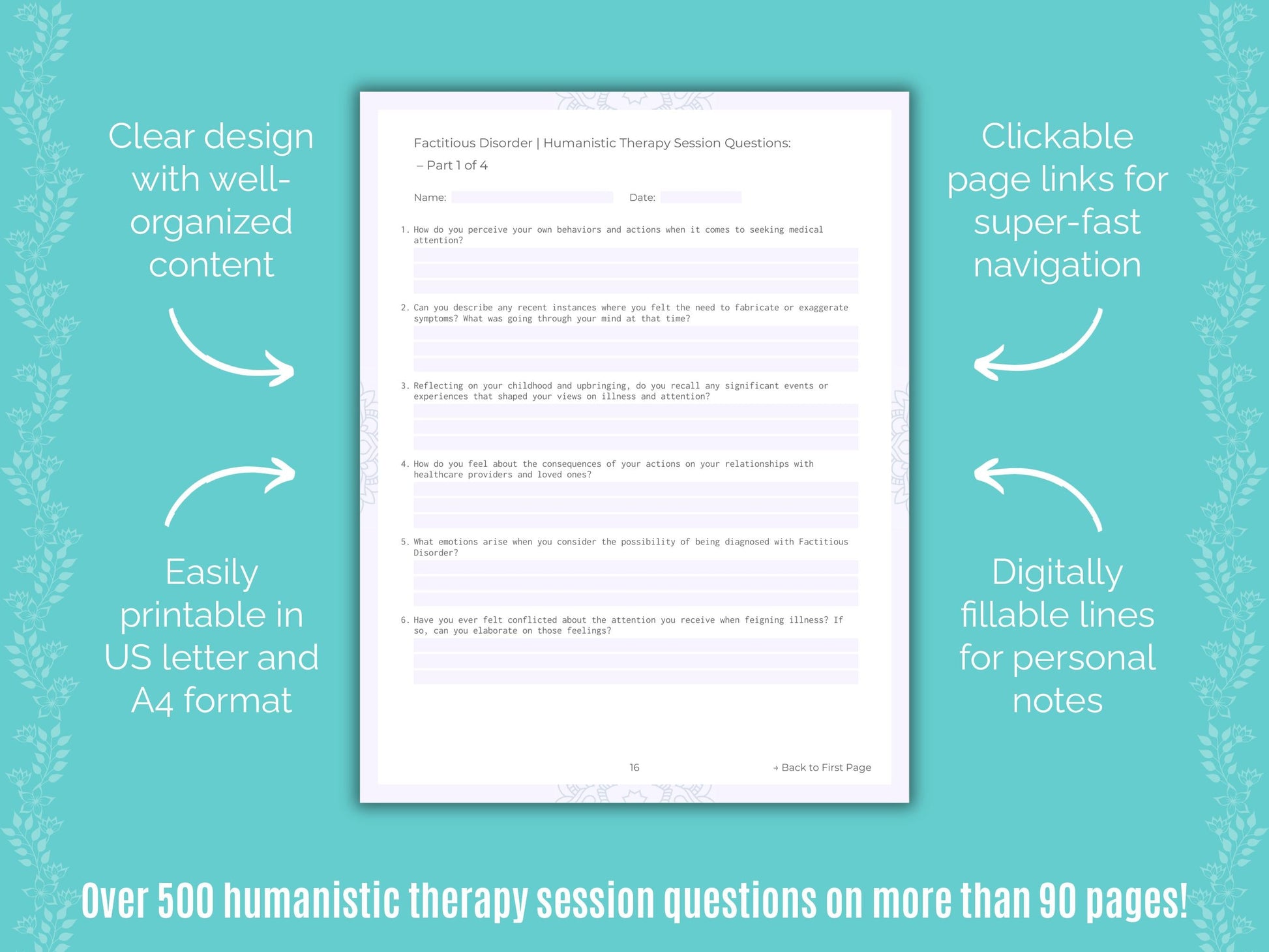 Factitious Disorder Humanistic Therapy Counseling Templates