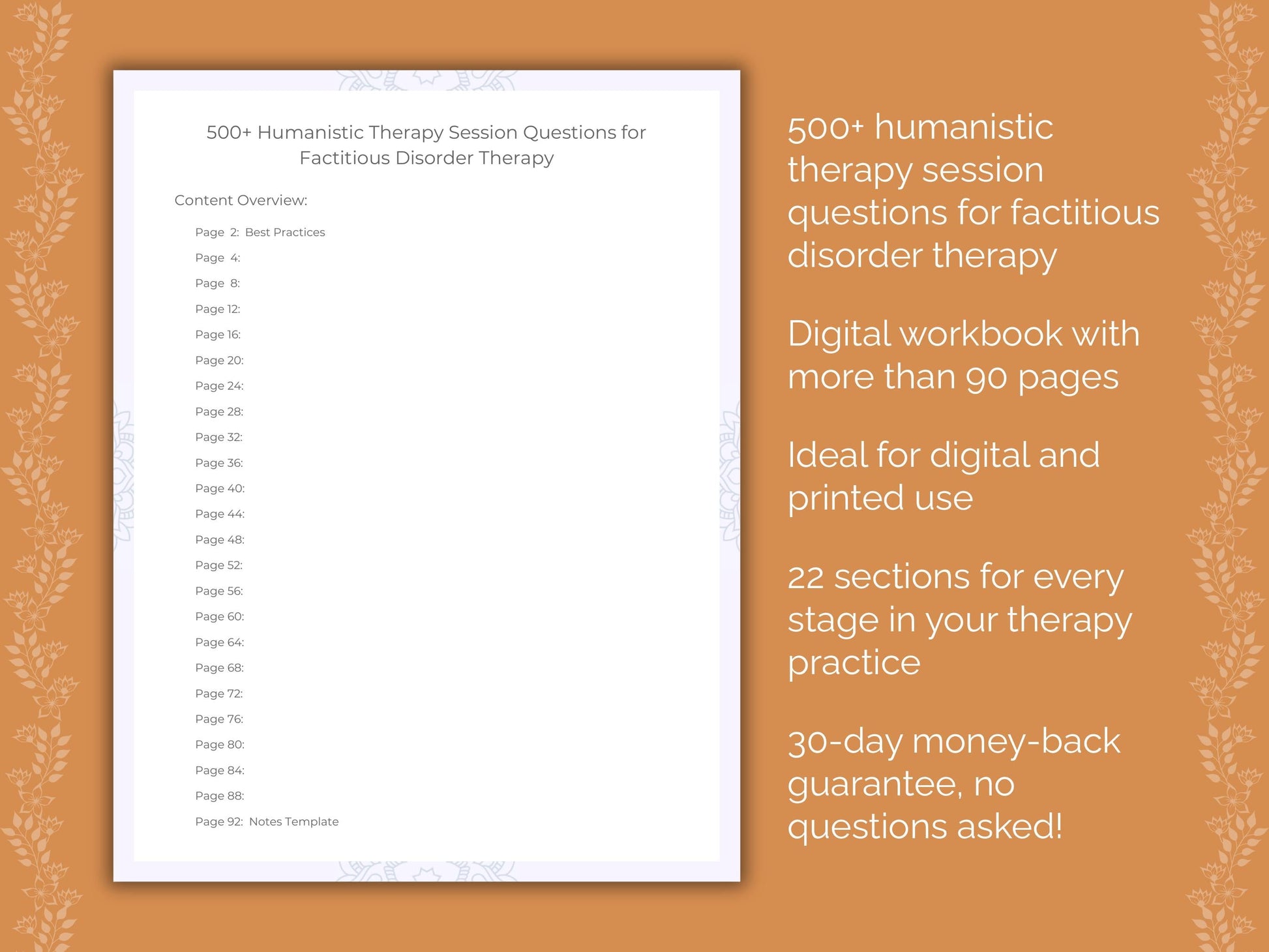 Factitious Disorder Humanistic Therapy Therapist Worksheets