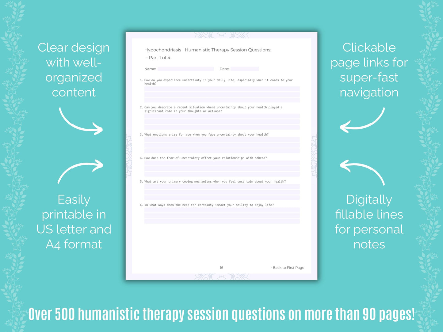 Hypochondriasis Humanistic Therapy Counseling Templates