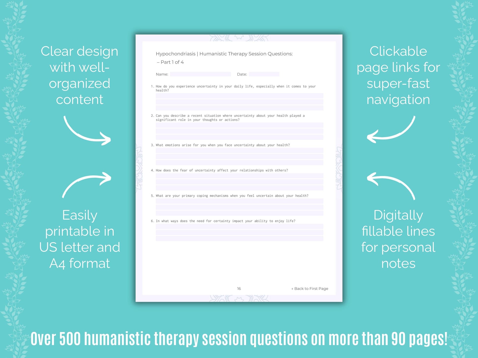 Hypochondriasis Humanistic Therapy Counseling Templates
