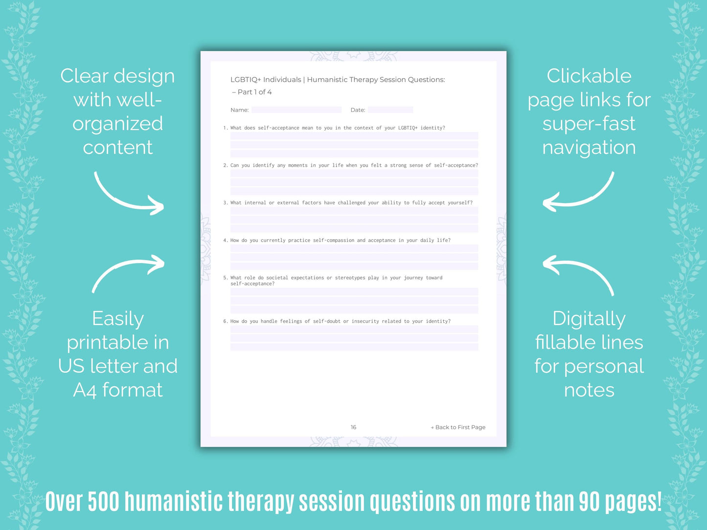 LGBTIQ+ Individuals Humanistic Therapy Counseling Templates