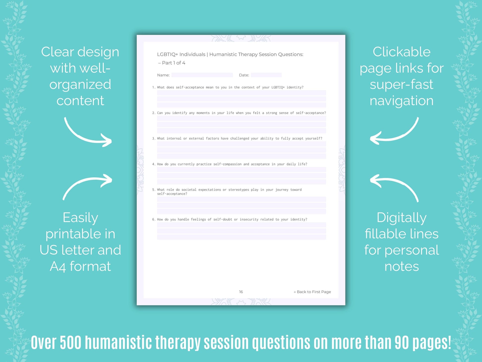 LGBTIQ+ Individuals Humanistic Therapy Counseling Templates