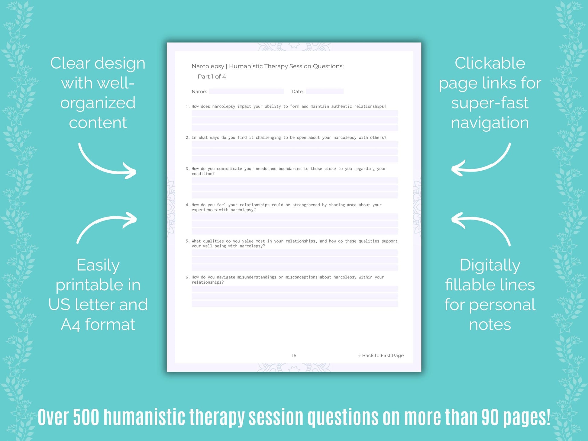 Narcolepsy Humanistic Therapy Counseling Templates