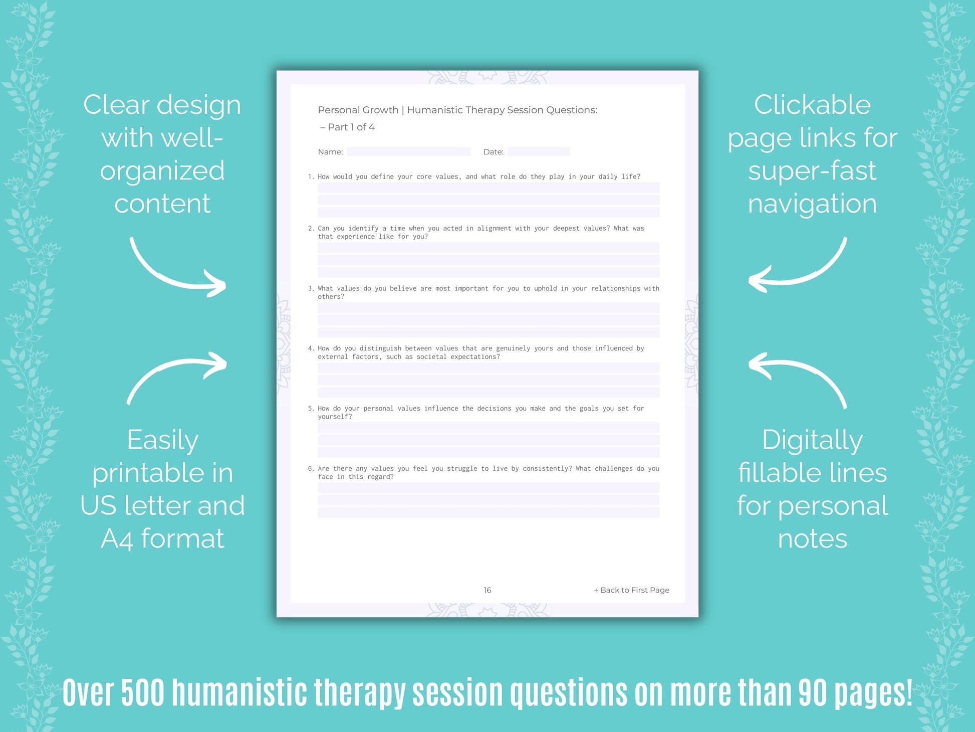 Personal Growth Humanistic Therapy Counseling Templates