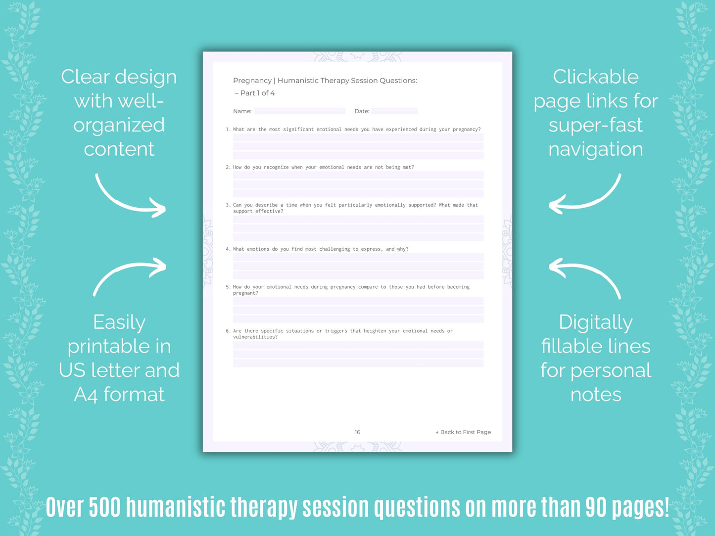 Pregnancy Humanistic Therapy Counseling Templates