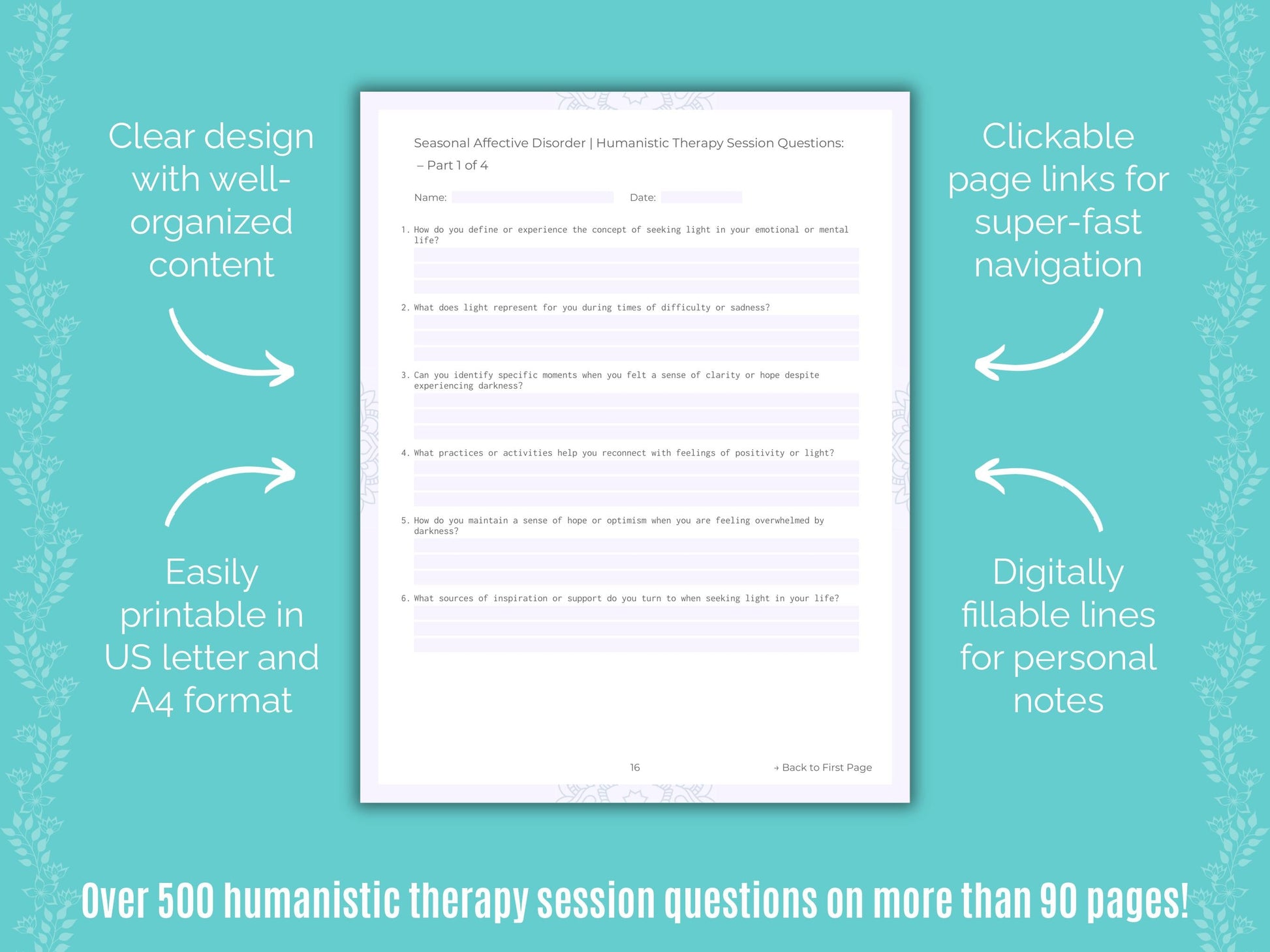 Seasonal Affective Disorder Humanistic Therapy Counseling Templates
