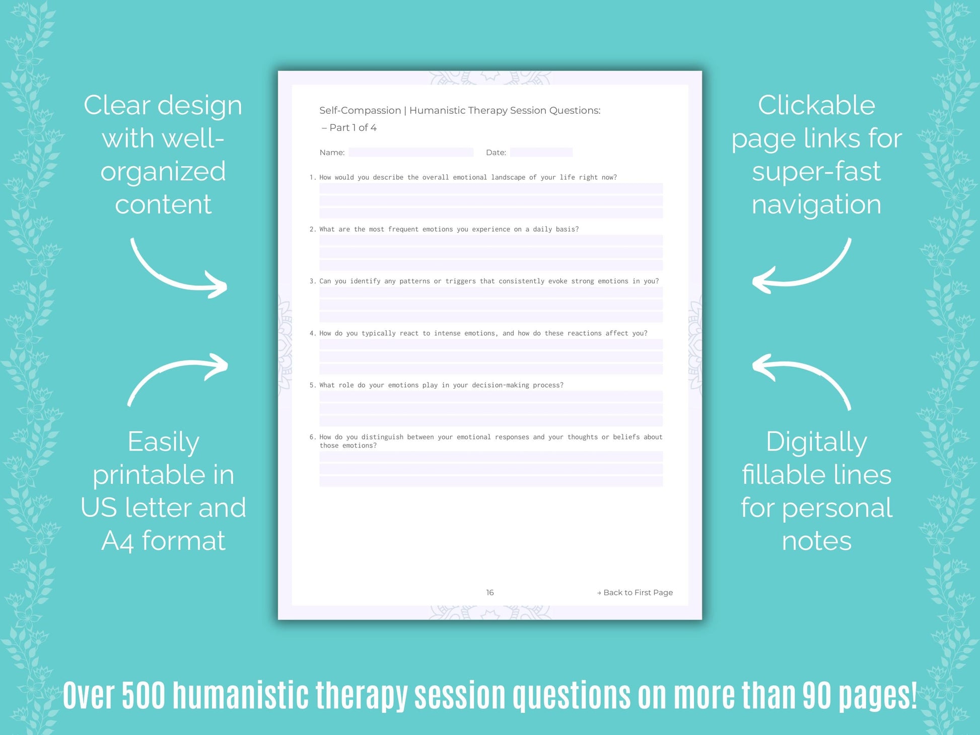 Self-Compassion Humanistic Therapy Counseling Templates