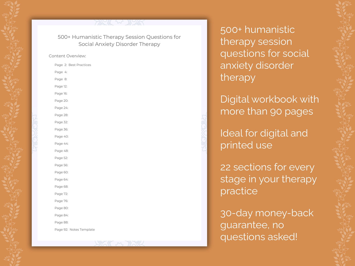 Social Anxiety Disorder Humanistic Therapy Therapist Worksheets