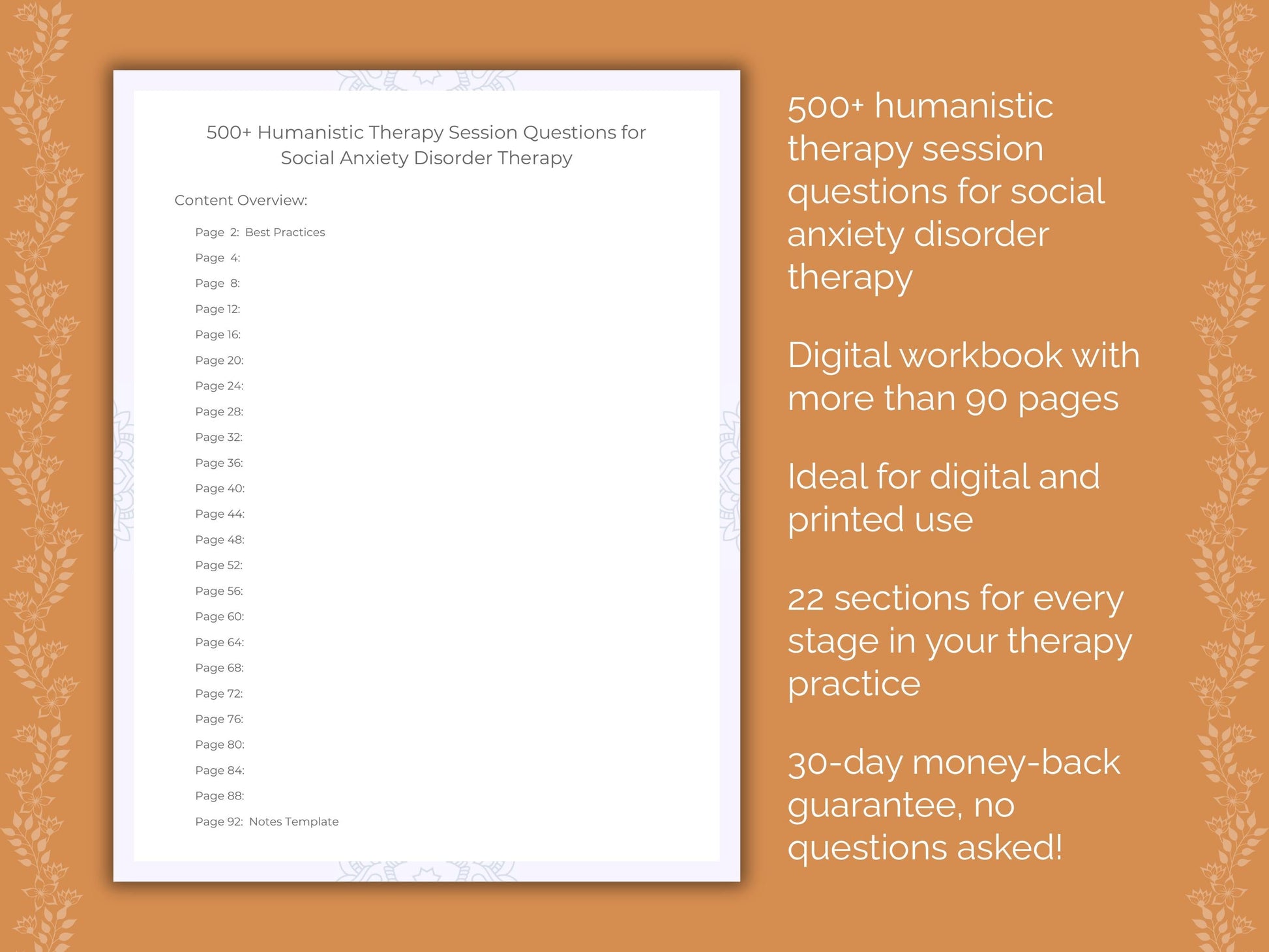 Social Anxiety Disorder Humanistic Therapy Therapist Worksheets