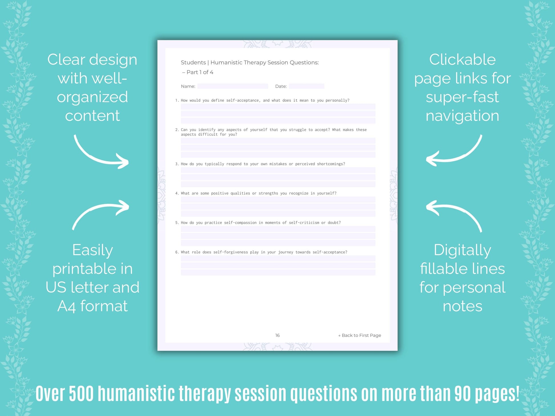 Students Humanistic Therapy Counseling Templates
