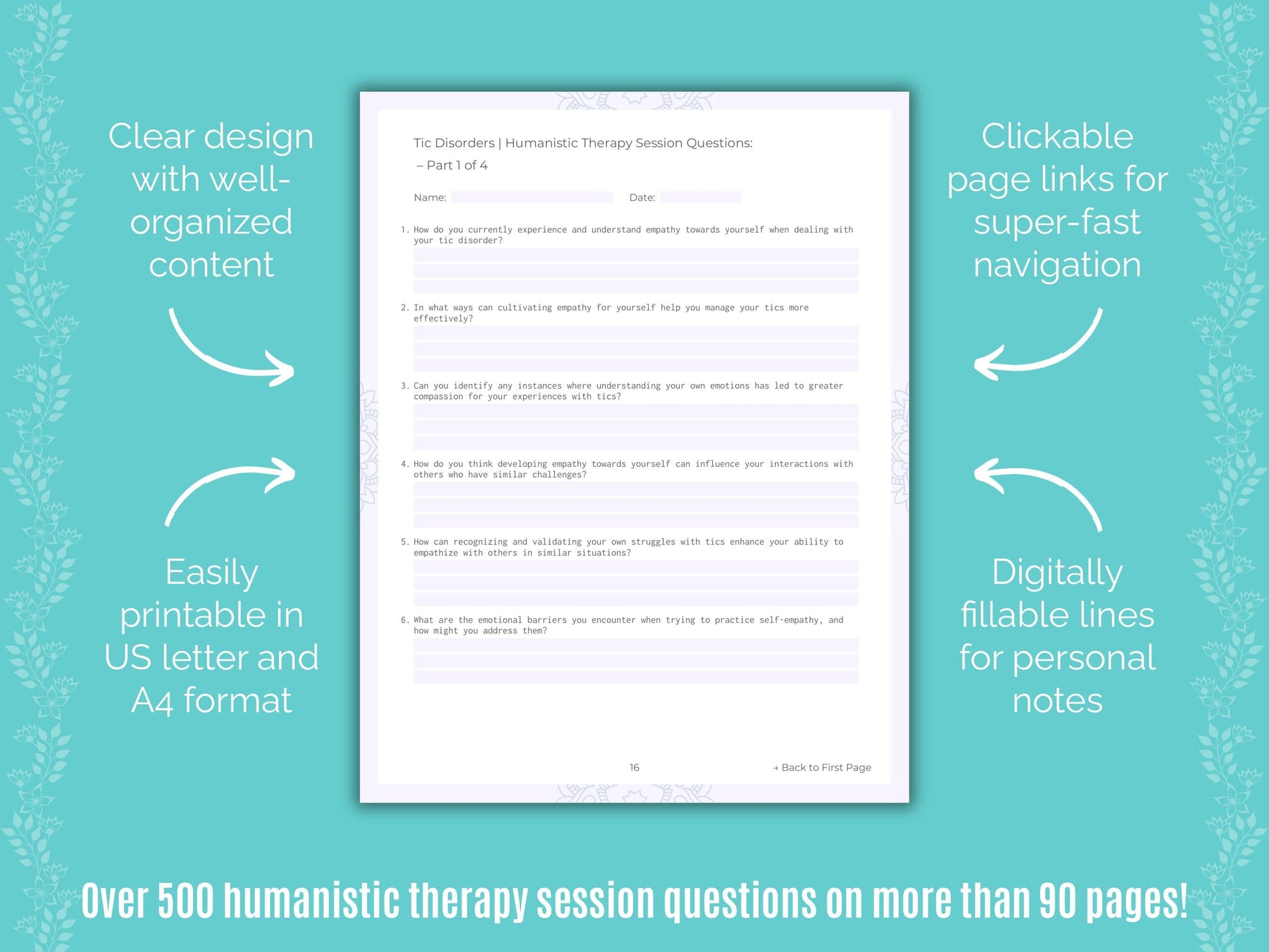 Tic Disorders Humanistic Therapy Counseling Templates