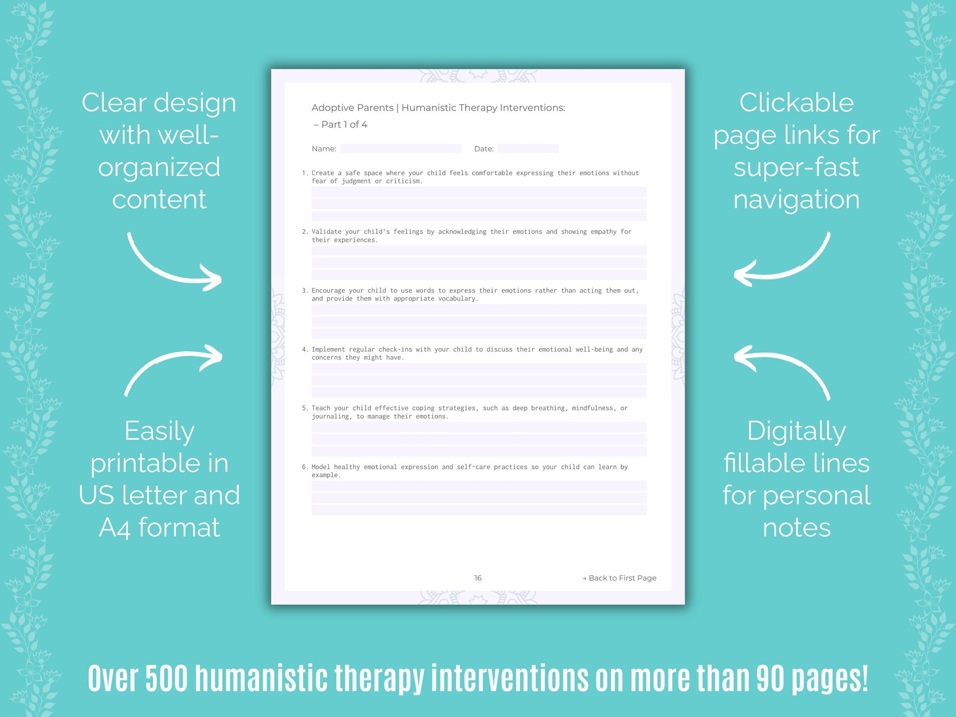 Adoptive Parents Humanistic Therapy Counseling Templates