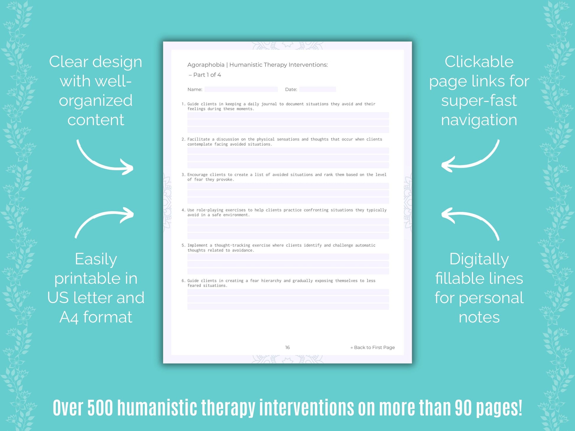 Agoraphobia Humanistic Therapy Counseling Templates