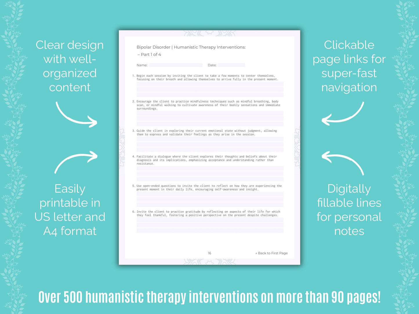 Bipolar Disorder Humanistic Therapy Counseling Templates