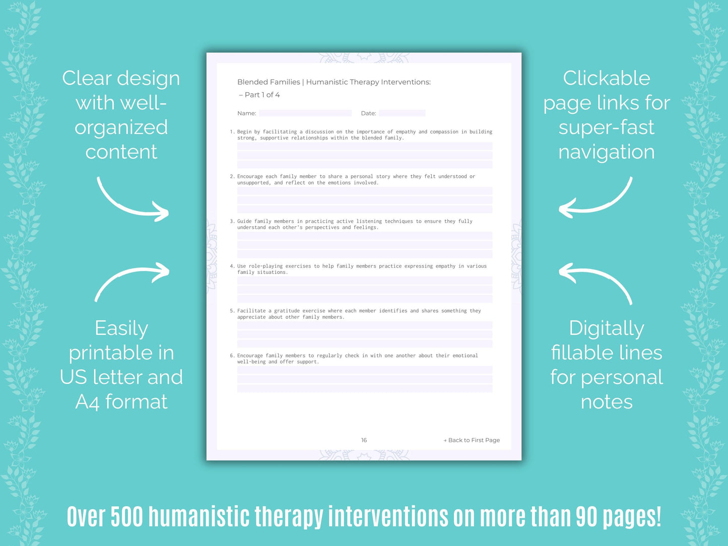 Blended Families Humanistic Therapy Counseling Templates