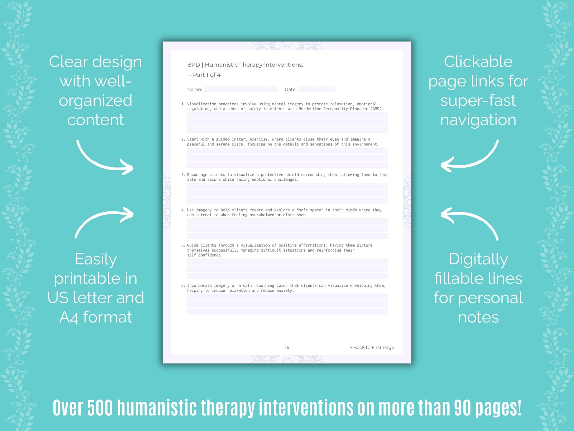 Borderline Personality Disorder (BPD) Humanistic Therapy Counseling Templates