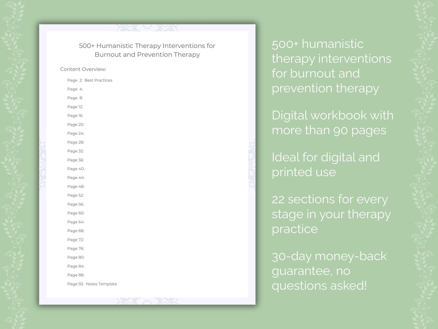 Burnout and Prevention Humanistic Therapy Therapist Worksheets