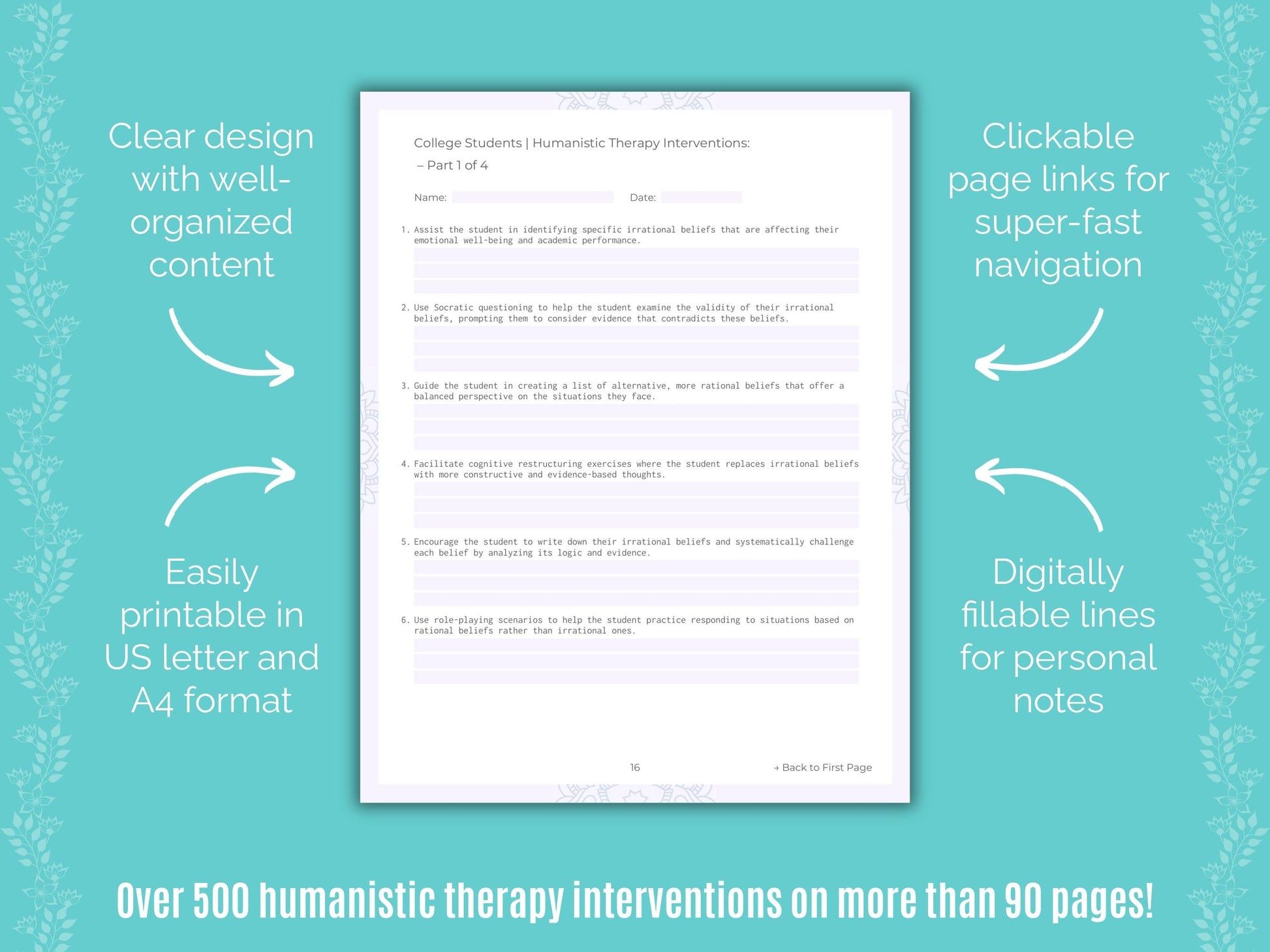 College Students Humanistic Therapy Counseling Templates