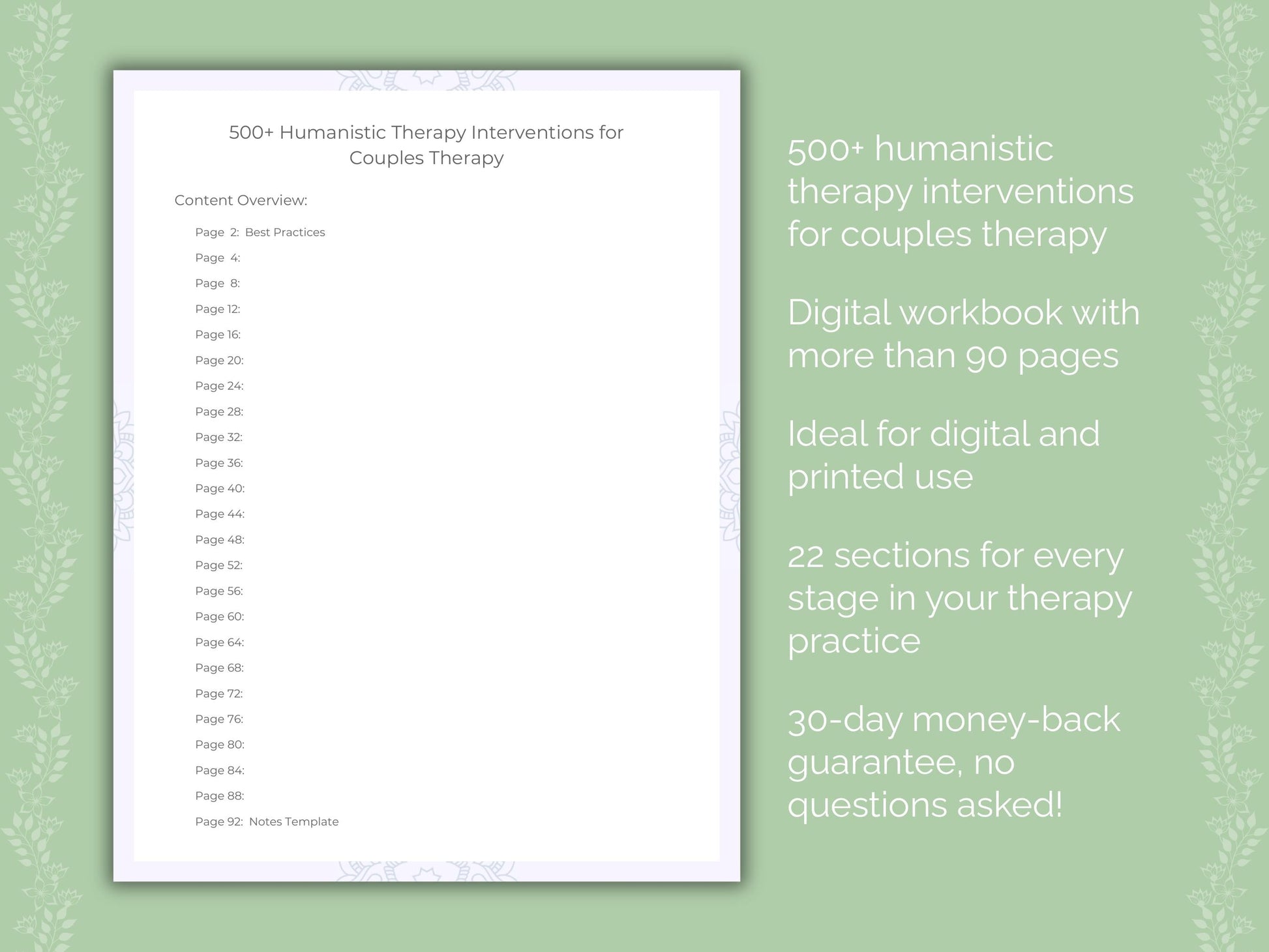 Couples Humanistic Therapy Therapist Worksheets