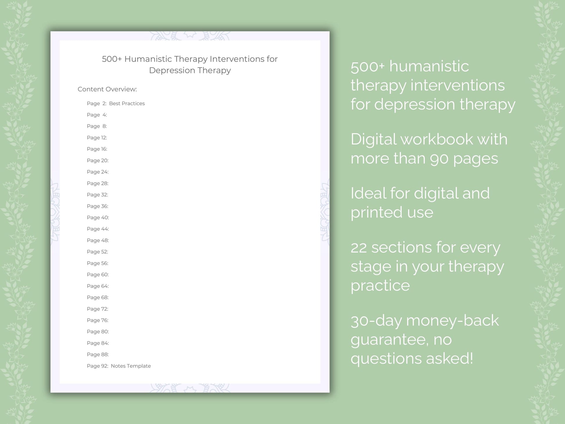 Depression Humanistic Therapy Therapist Worksheets