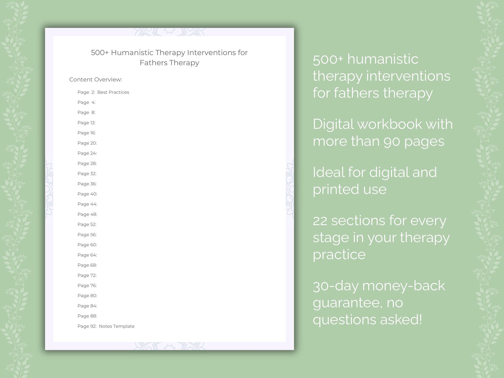 Fathers Humanistic Therapy Therapist Worksheets