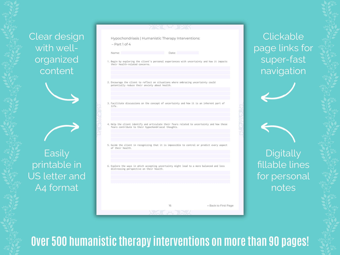 Hypochondriasis Humanistic Therapy Counseling Templates