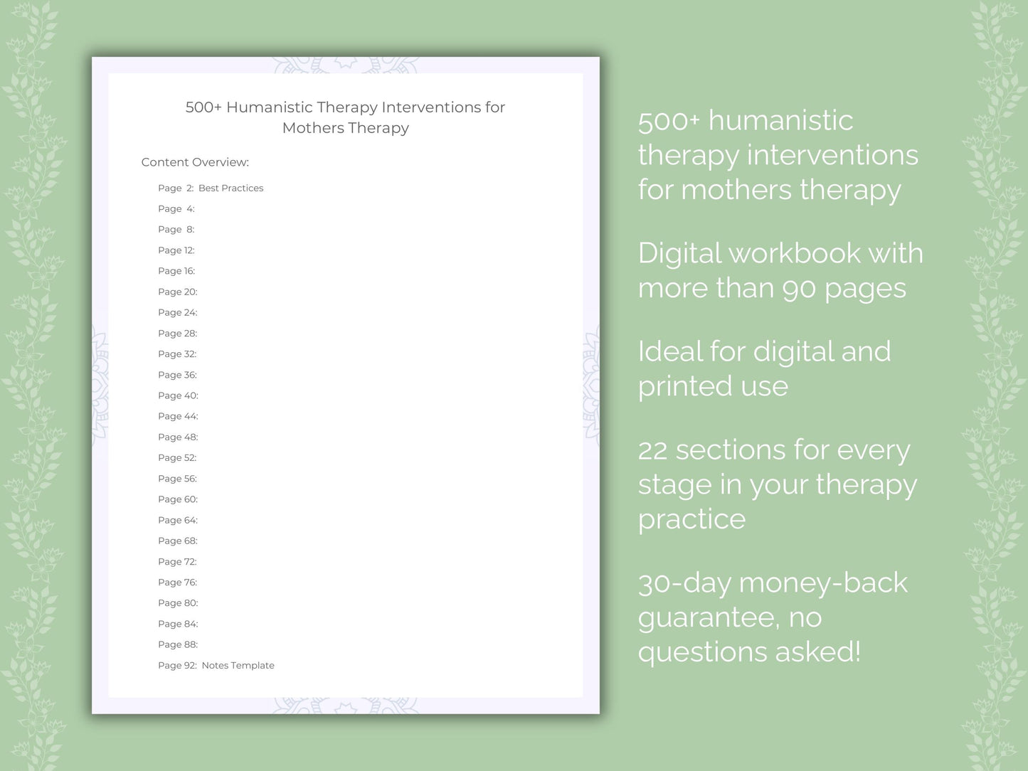 Mothers Humanistic Therapy Therapist Worksheets