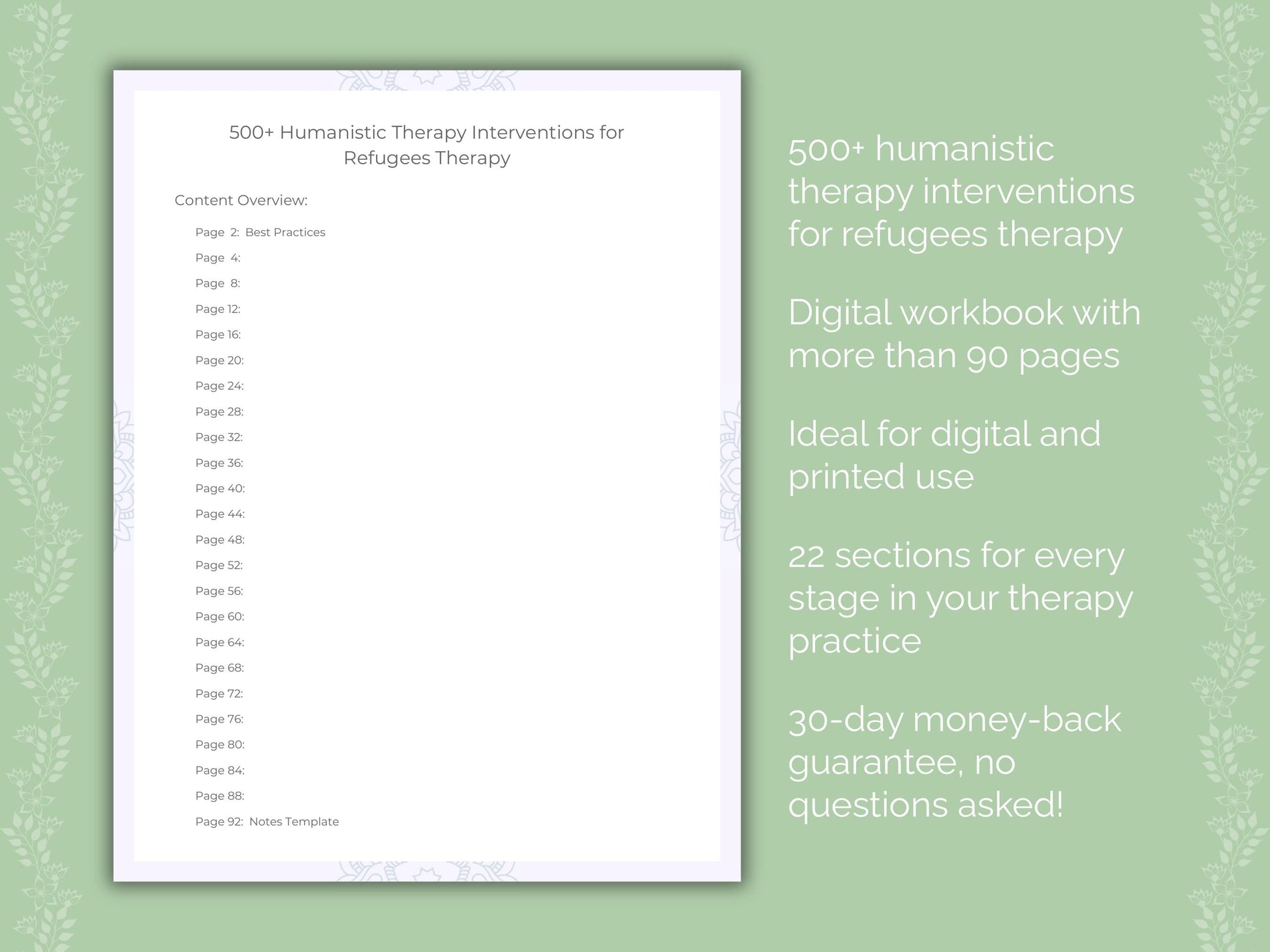 Refugees Humanistic Therapy Therapist Worksheets