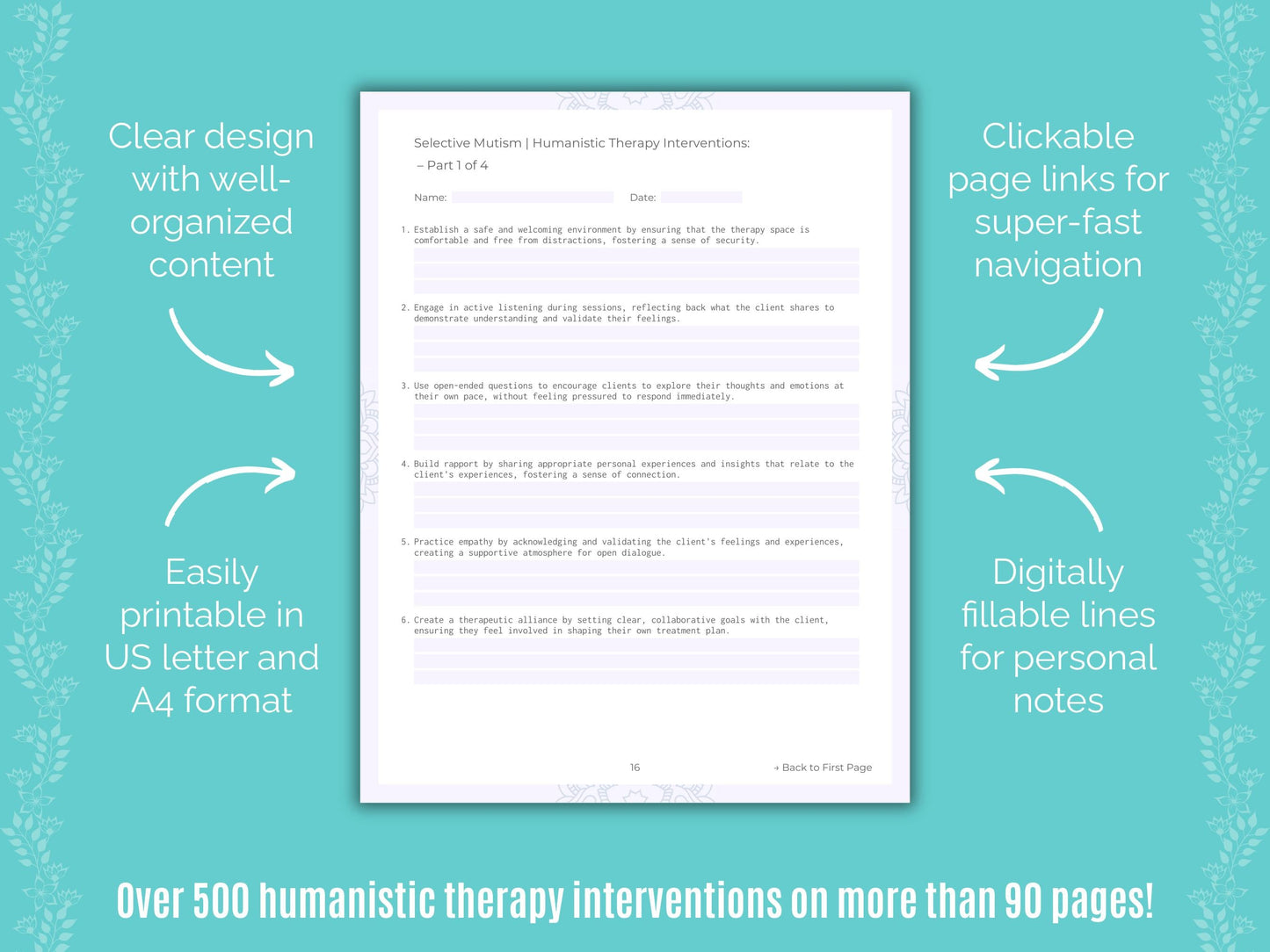 Selective Mutism Humanistic Therapy Counseling Templates