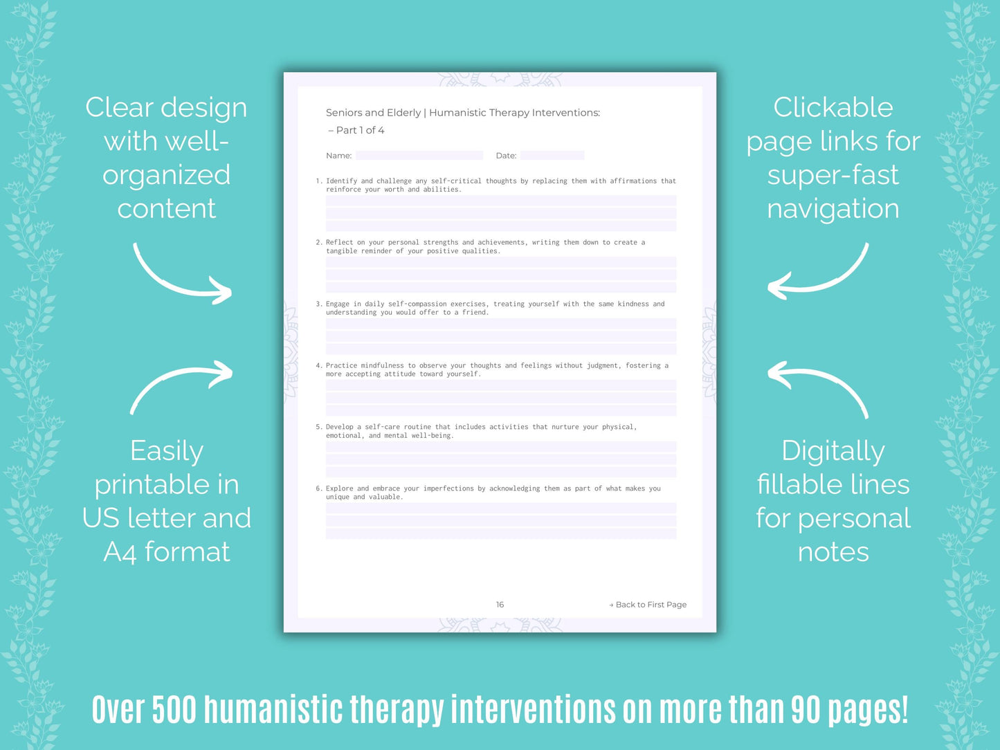 Seniors and Elderly Humanistic Therapy Counseling Templates
