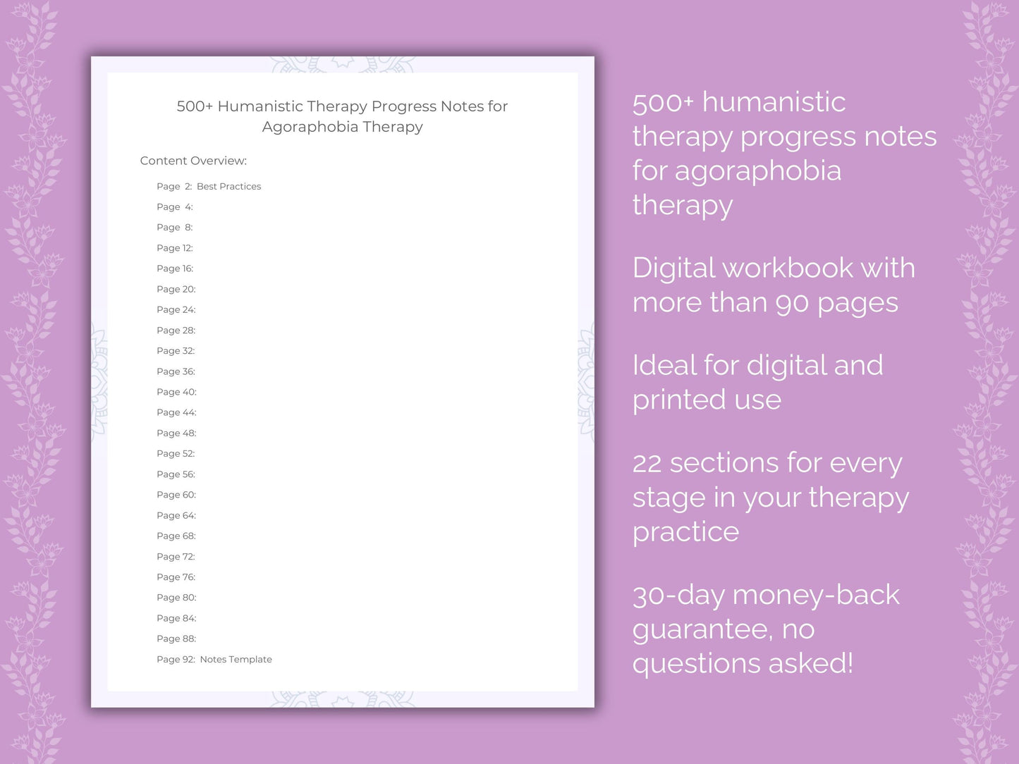 Agoraphobia Humanistic Therapy Therapist Worksheets