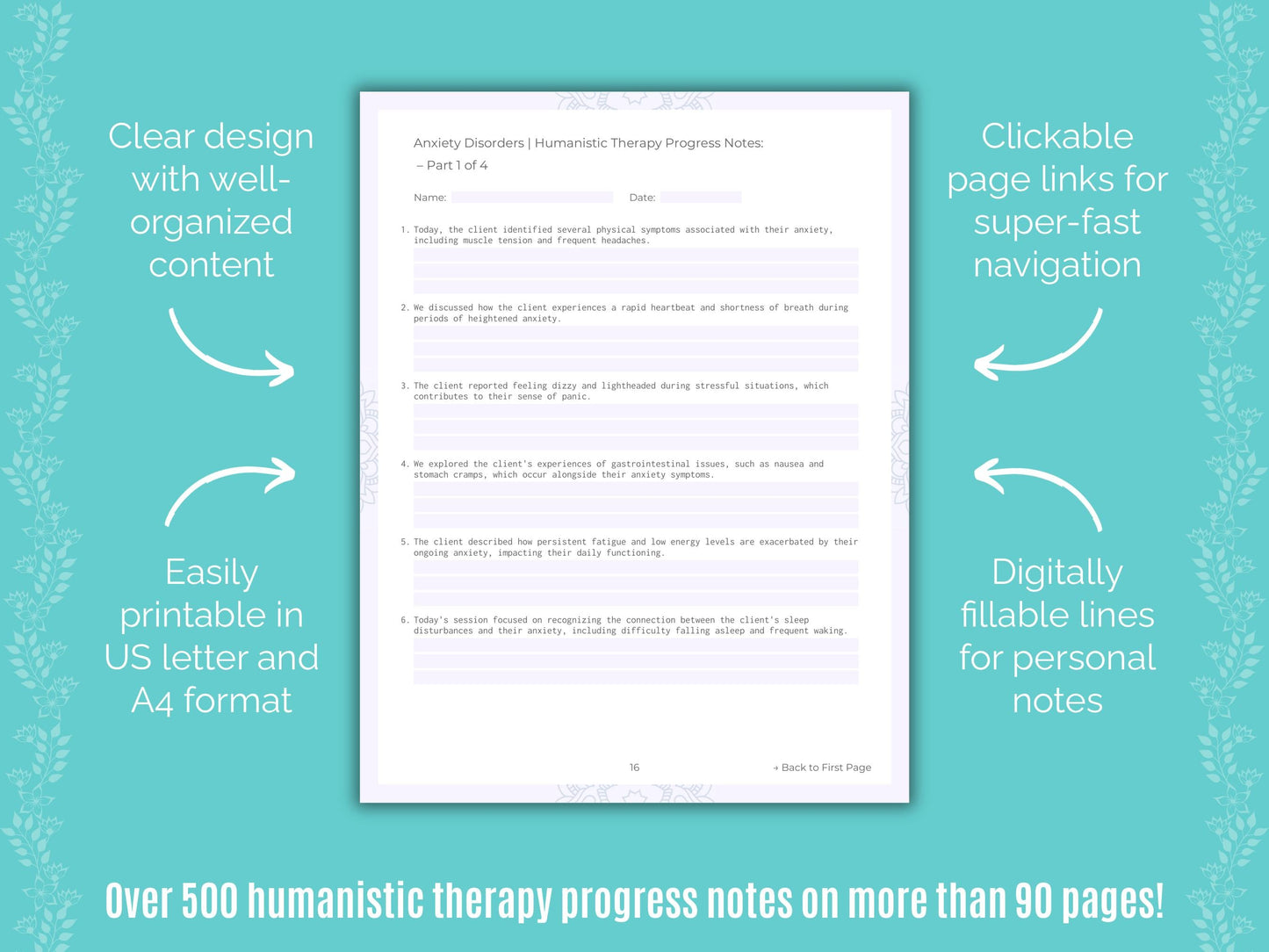 Anxiety Disorders Humanistic Therapy Counseling Templates