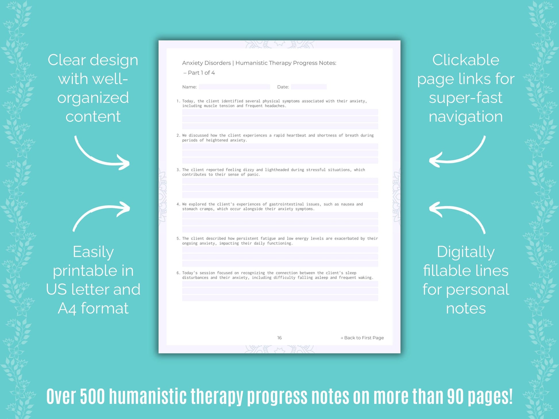 Anxiety Disorders Humanistic Therapy Counseling Templates