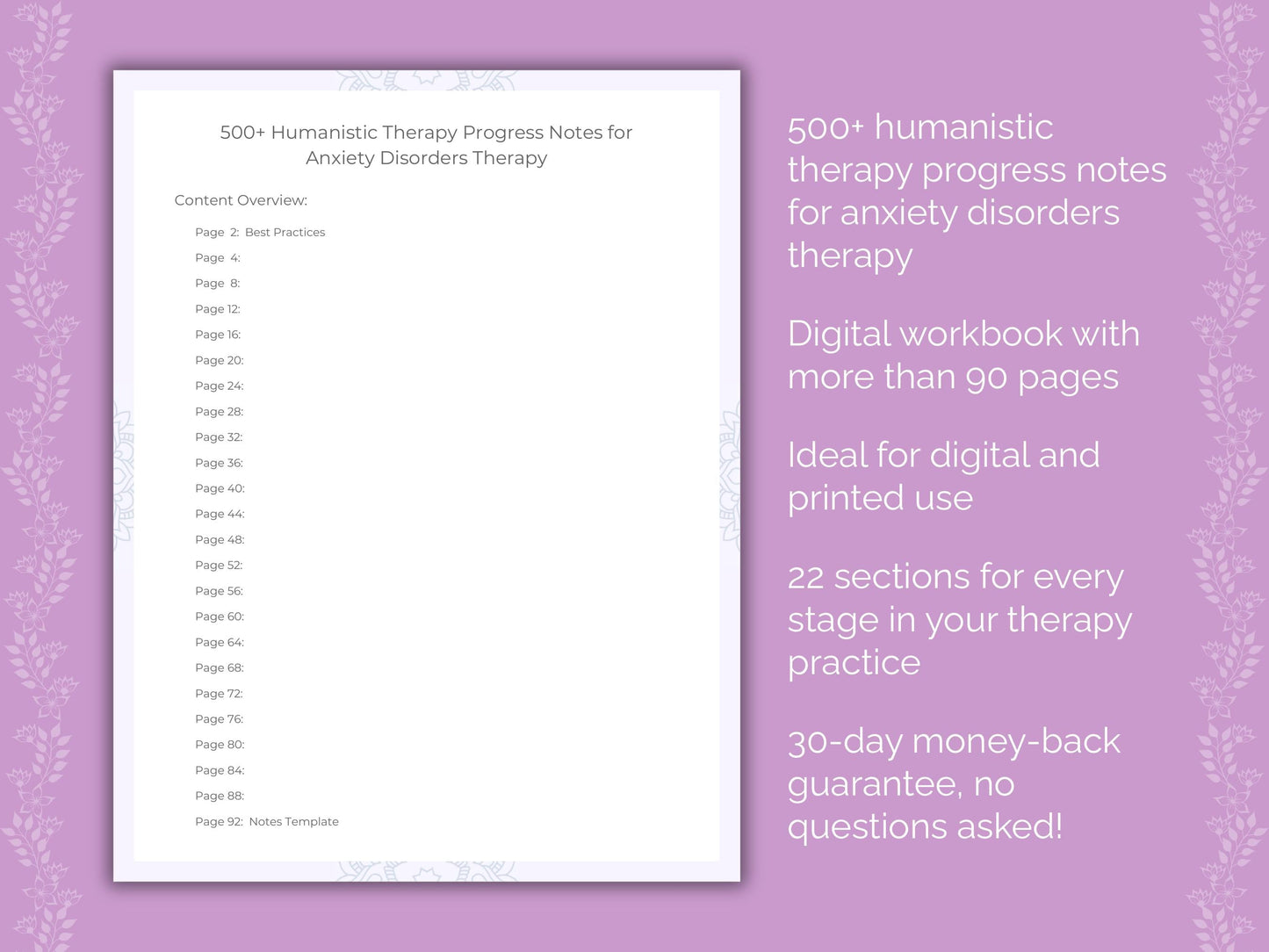 Anxiety Disorders Humanistic Therapy Therapist Worksheets