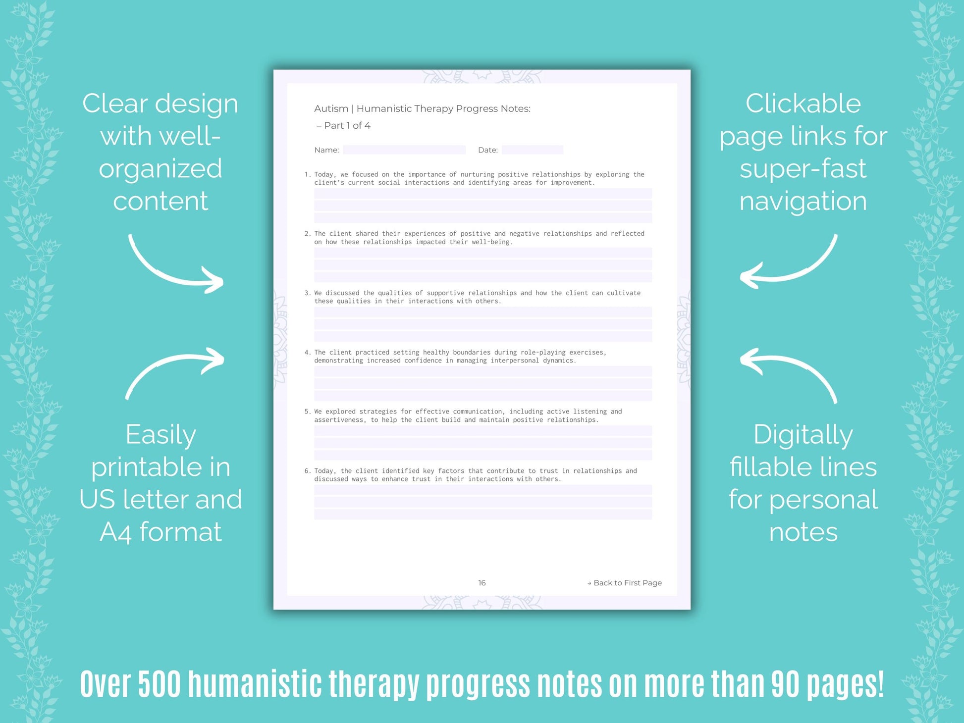 Autism Spectrum Disorder Humanistic Therapy Counseling Templates