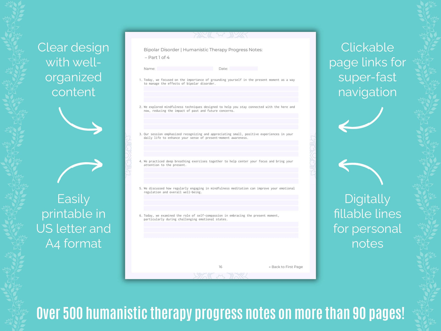 Bipolar Disorder Humanistic Therapy Counseling Templates