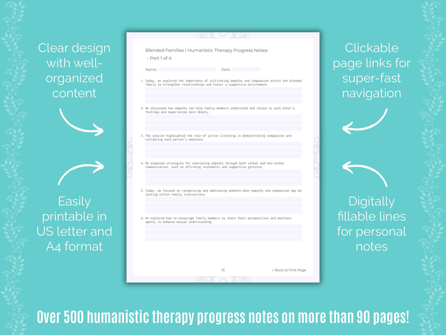 Blended Families Humanistic Therapy Counseling Templates