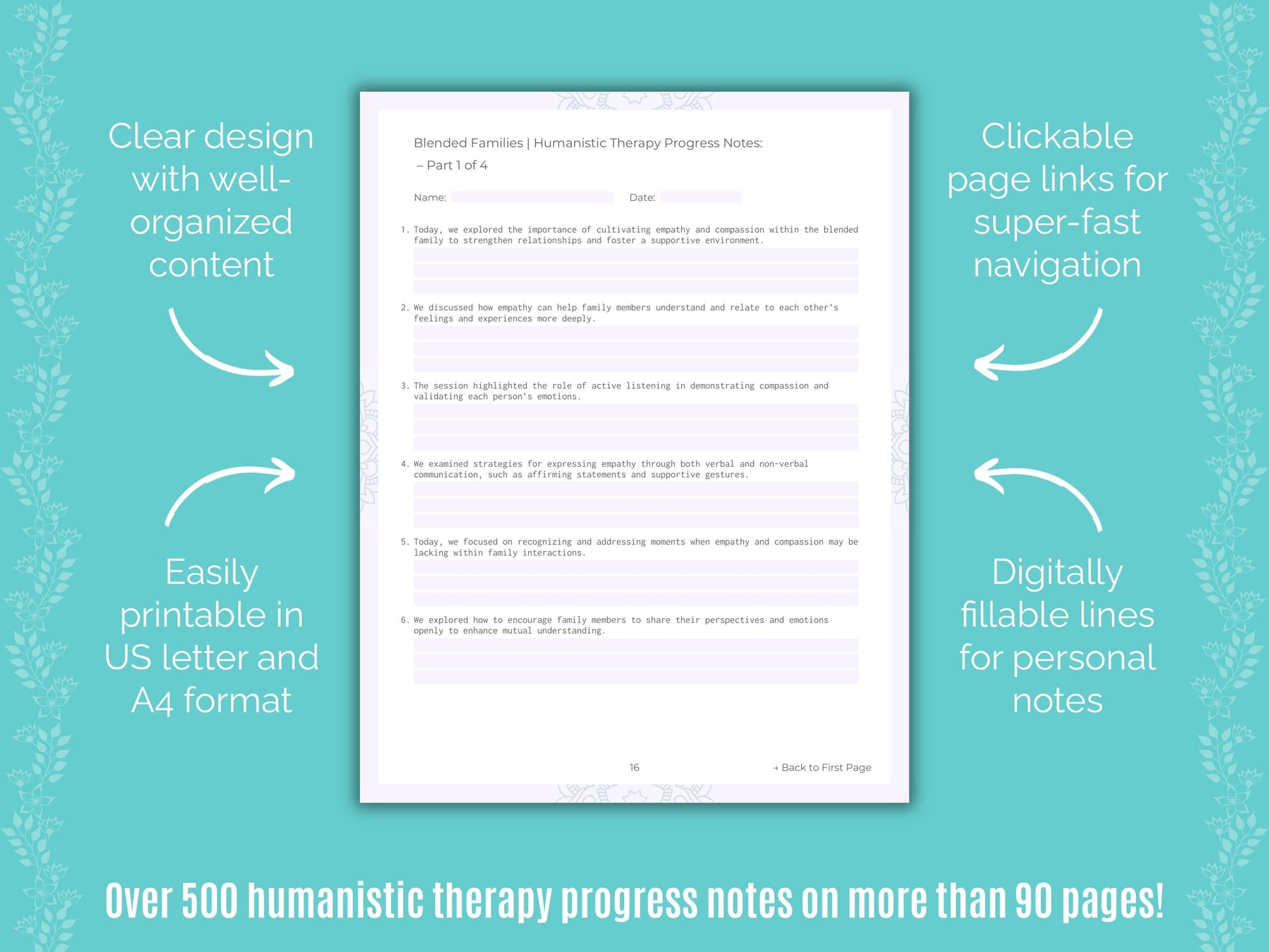 Blended Families Humanistic Therapy Counseling Templates