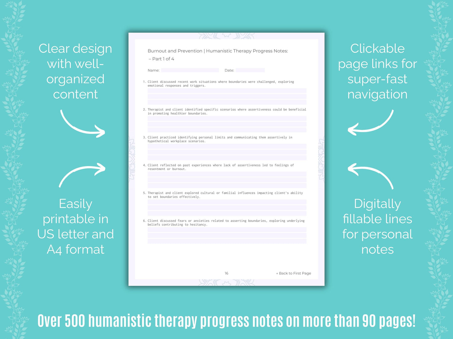 Burnout and Prevention Humanistic Therapy Counseling Templates