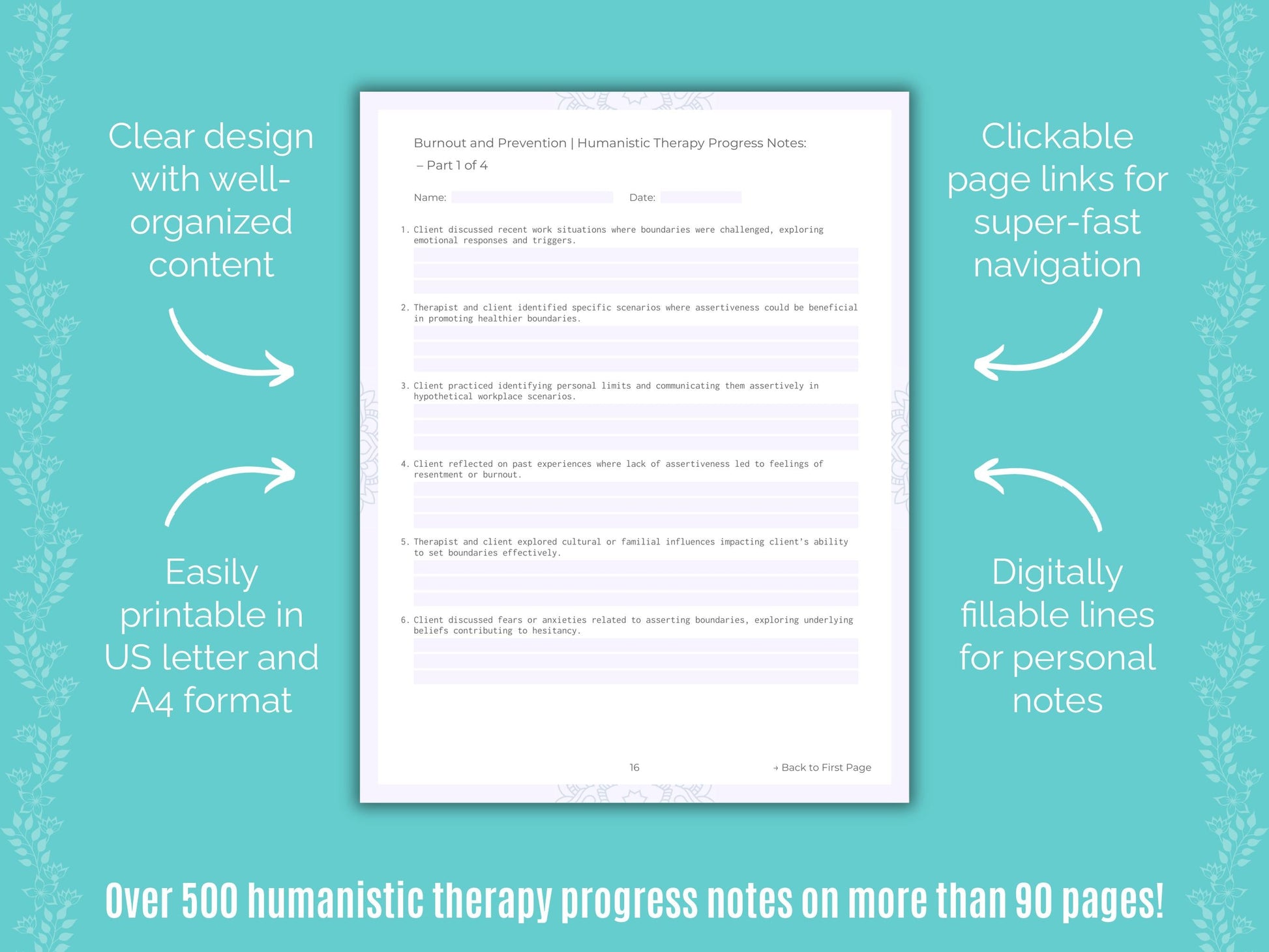 Burnout and Prevention Humanistic Therapy Counseling Templates
