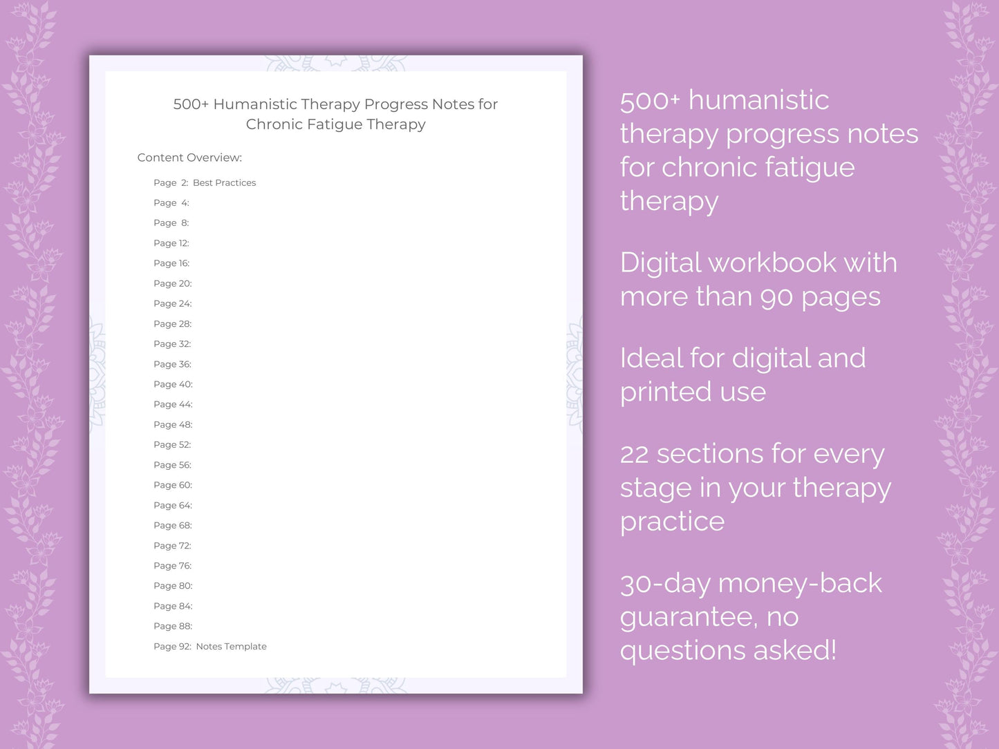 Chronic Fatigue Humanistic Therapy Therapist Worksheets