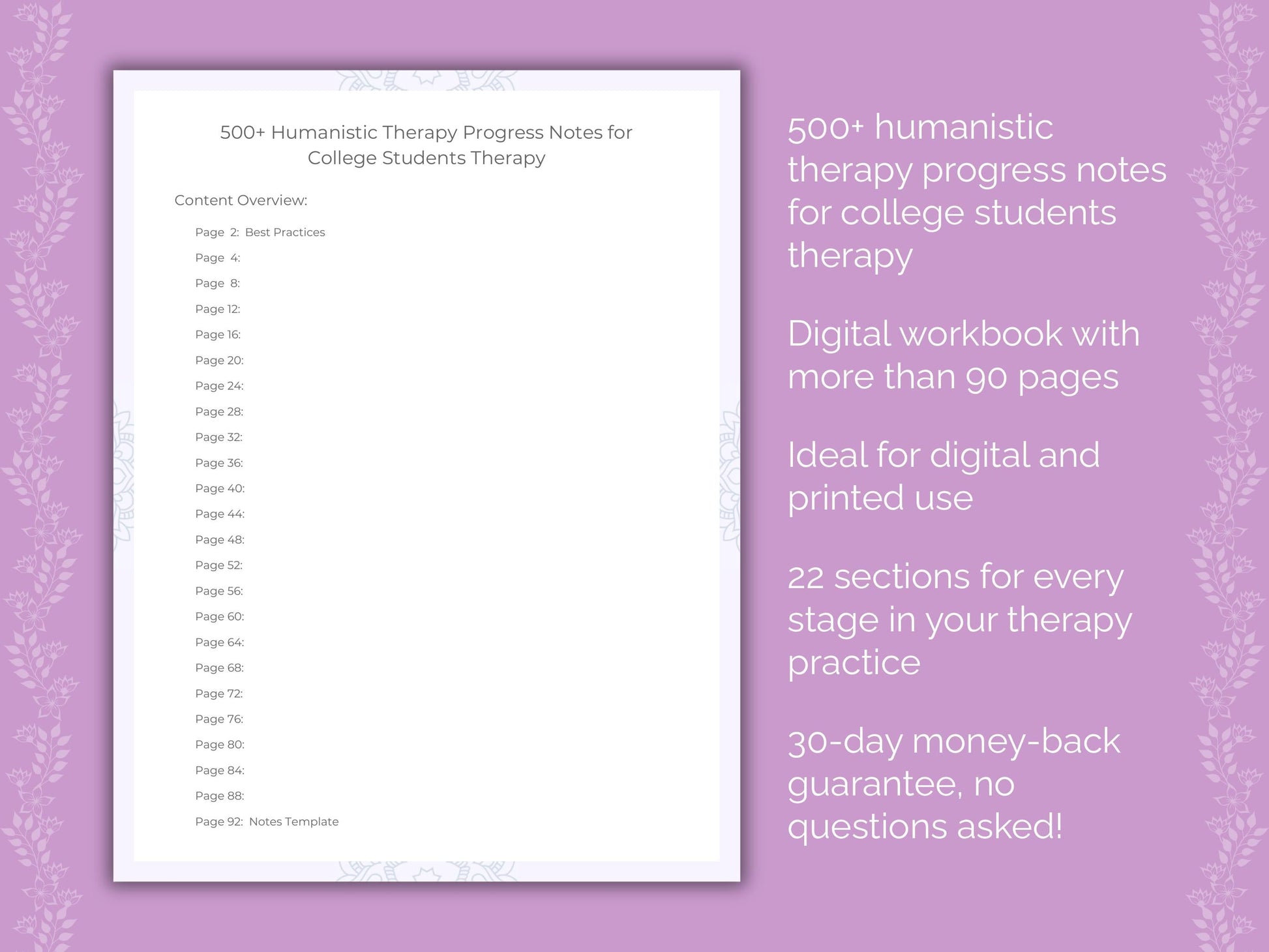 College Students Humanistic Therapy Therapist Worksheets