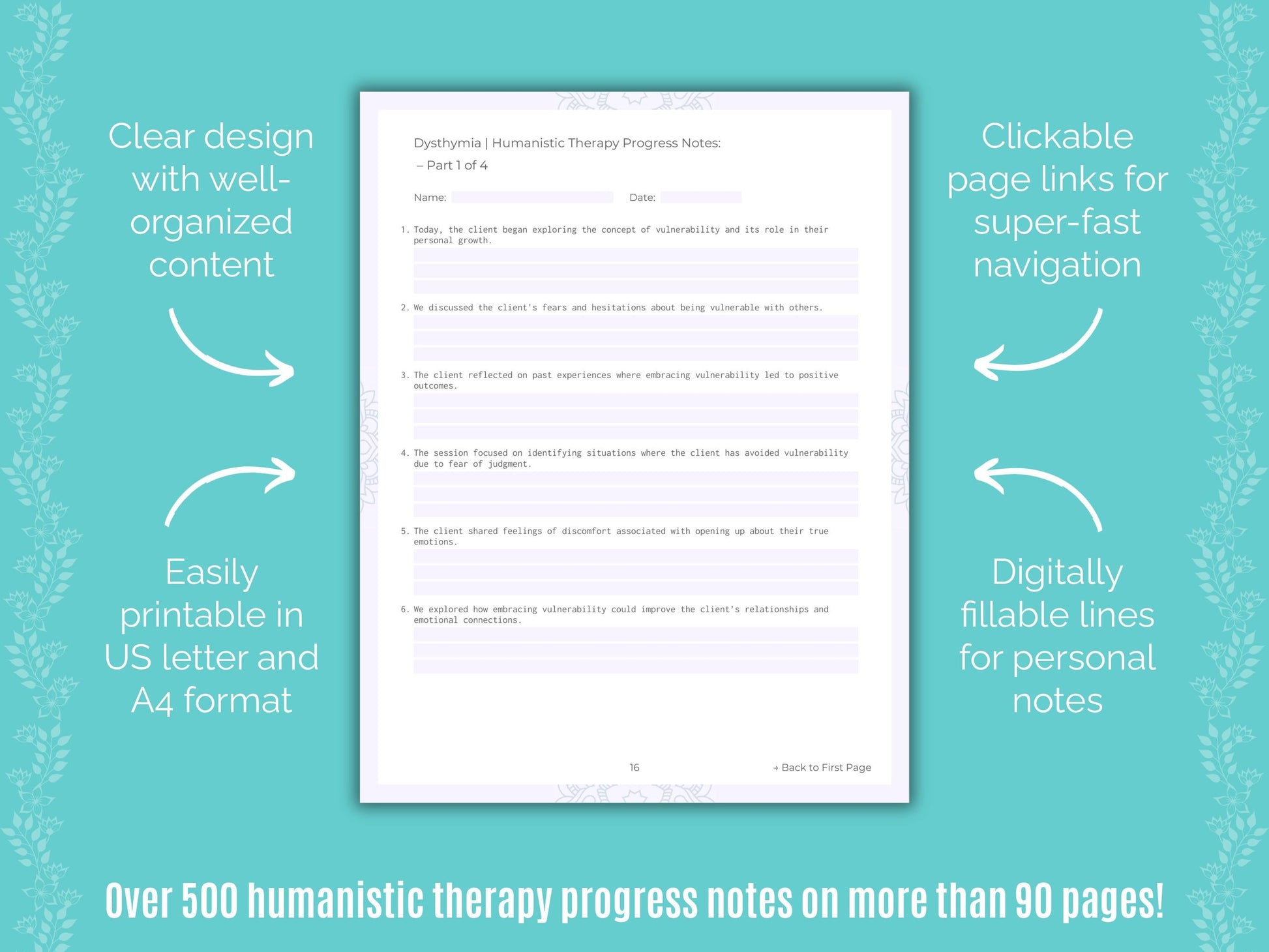 Dysthymia Humanistic Therapy Counseling Templates