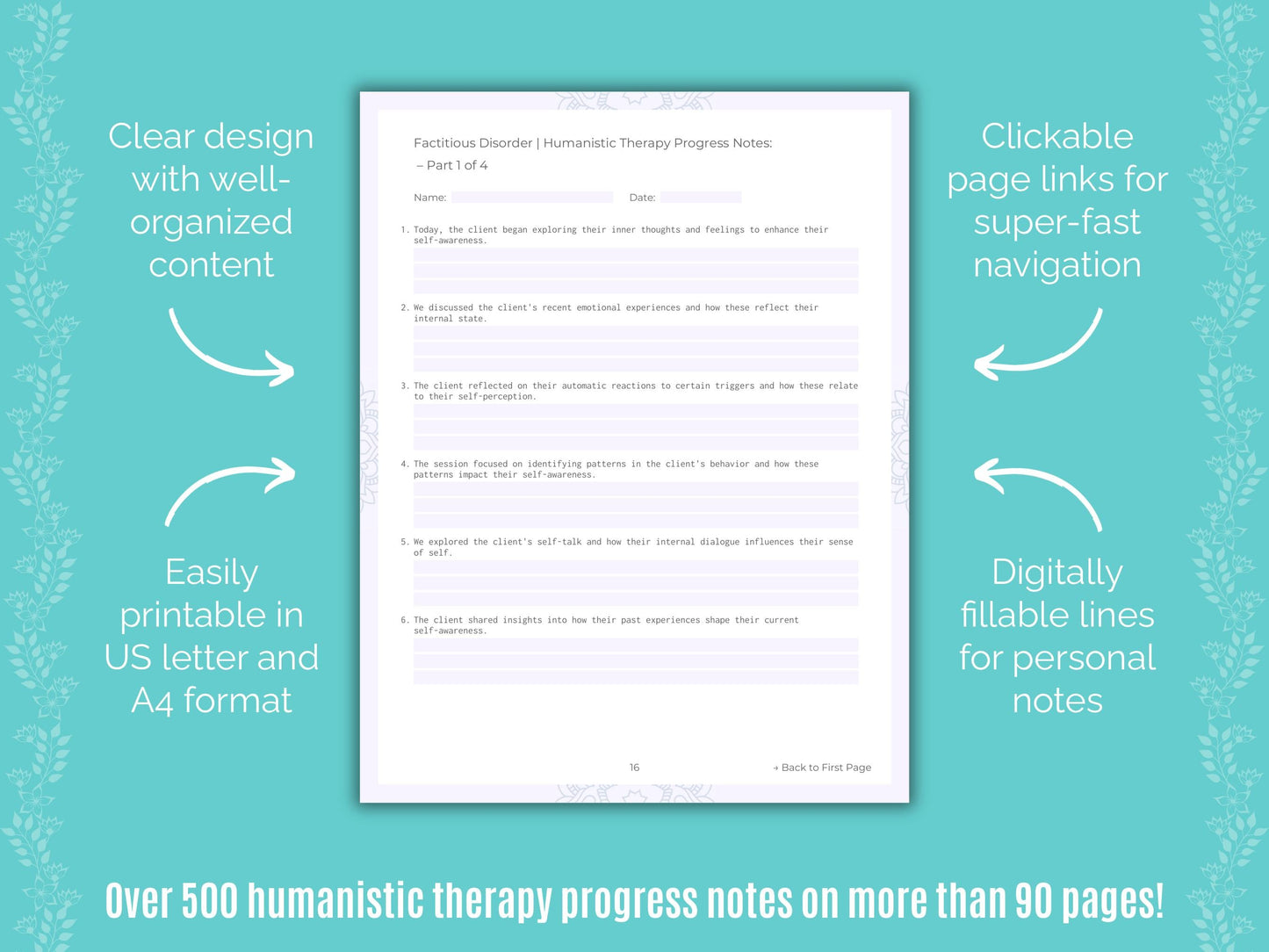 Factitious Disorder Humanistic Therapy Counseling Templates