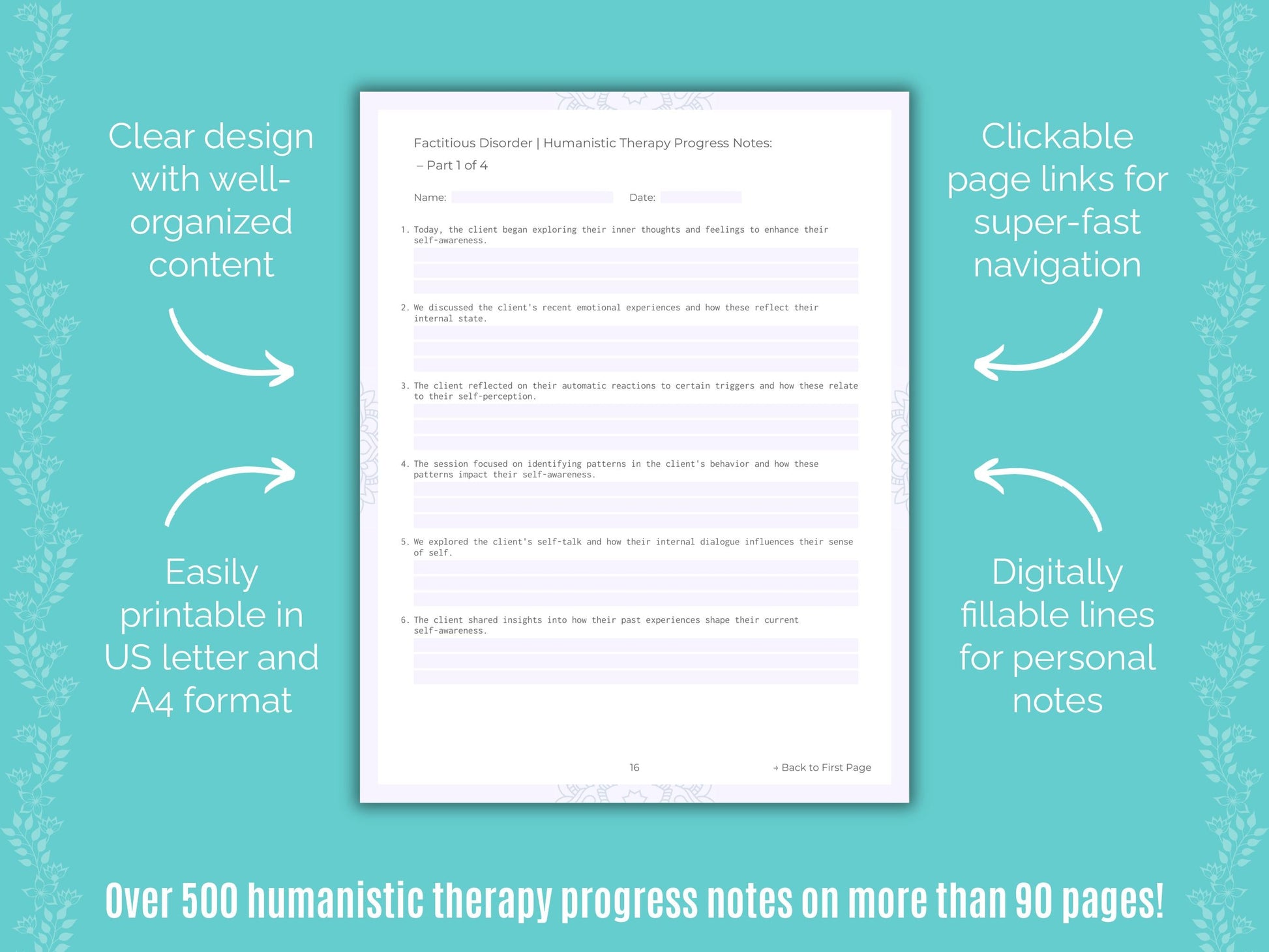 Factitious Disorder Humanistic Therapy Counseling Templates