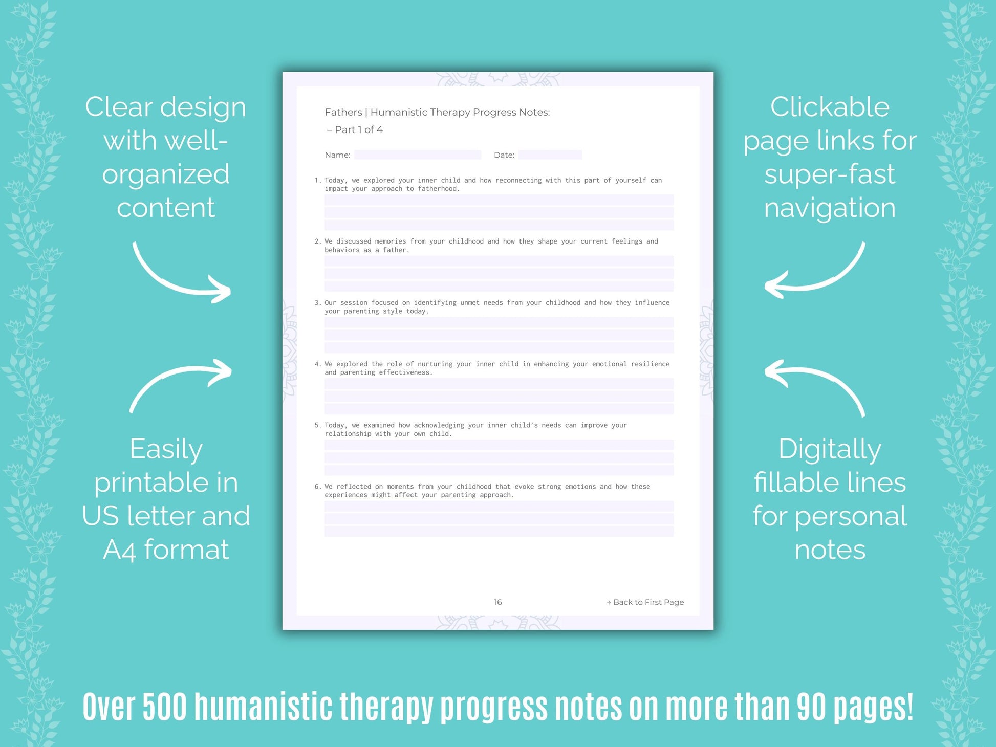 Fathers Humanistic Therapy Counseling Templates